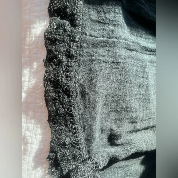 Ralph Lauren Denim & Supply Black off shoulder gauze lace Top w/ bell sleeves - Picture 5 of 16